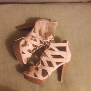 Top Moda Table-8 Lace-up Strappy Pumps